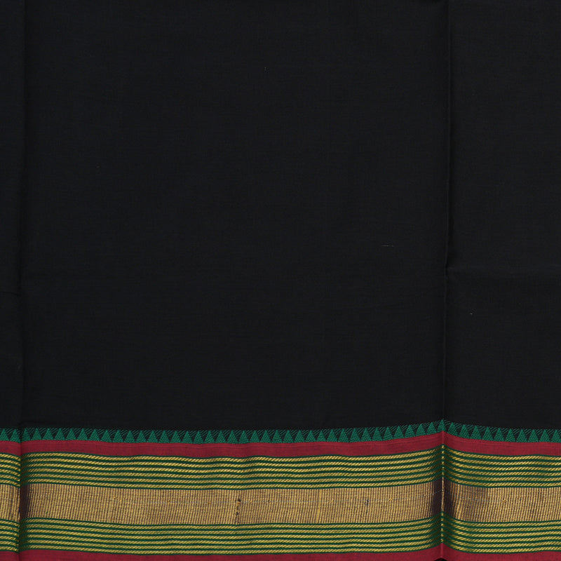 Hayagrivas Handloom Black Pure Chettinad Cotton Saree with Maroon & Green Border KBE1031I3-15