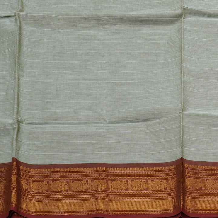 Hayagrivas Handloom Light Elachi Green Pure Chettinad Cotton Saree with Brick Red Border KBE1031I3-60