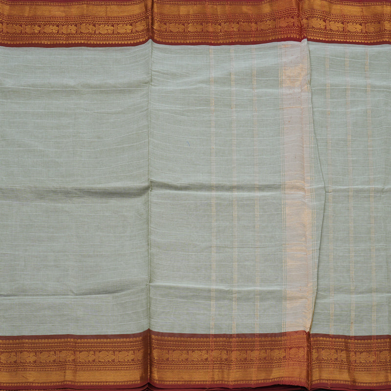 Hayagrivas Handloom Light Elachi Green Pure Chettinad Cotton Saree with Brick Red Border KBE1031I3-60