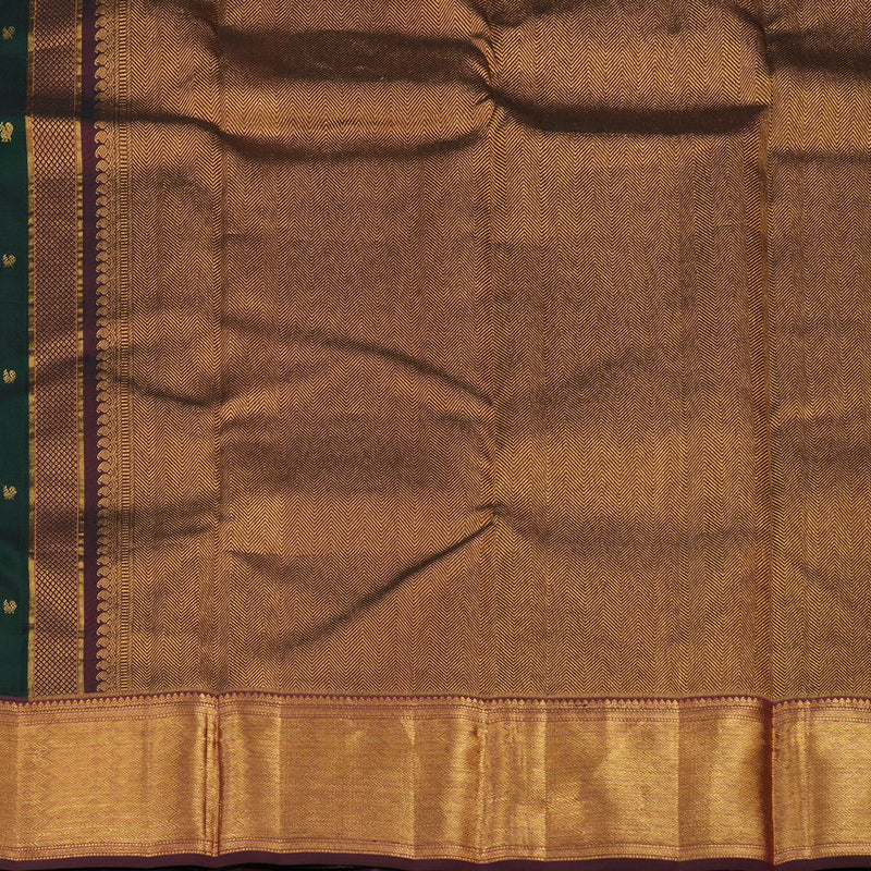 Hayagrivas Handloom Karum Pachai Kanjivaram Silk Saree with Wine Brown Border KBE1034I3-1