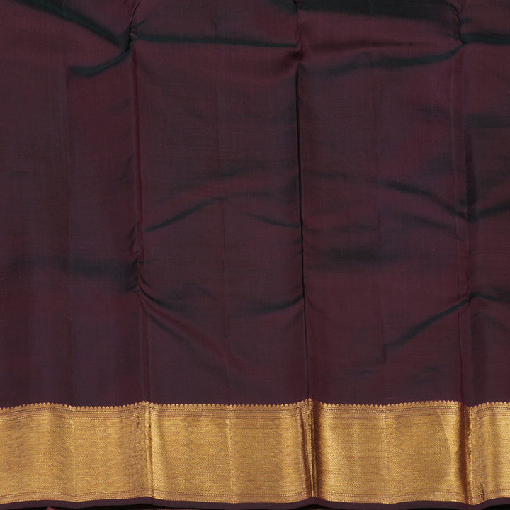 Hayagrivas Handloom Karum Pachai Kanjivaram Silk Saree with Wine Brown Border KBE1034I3-1