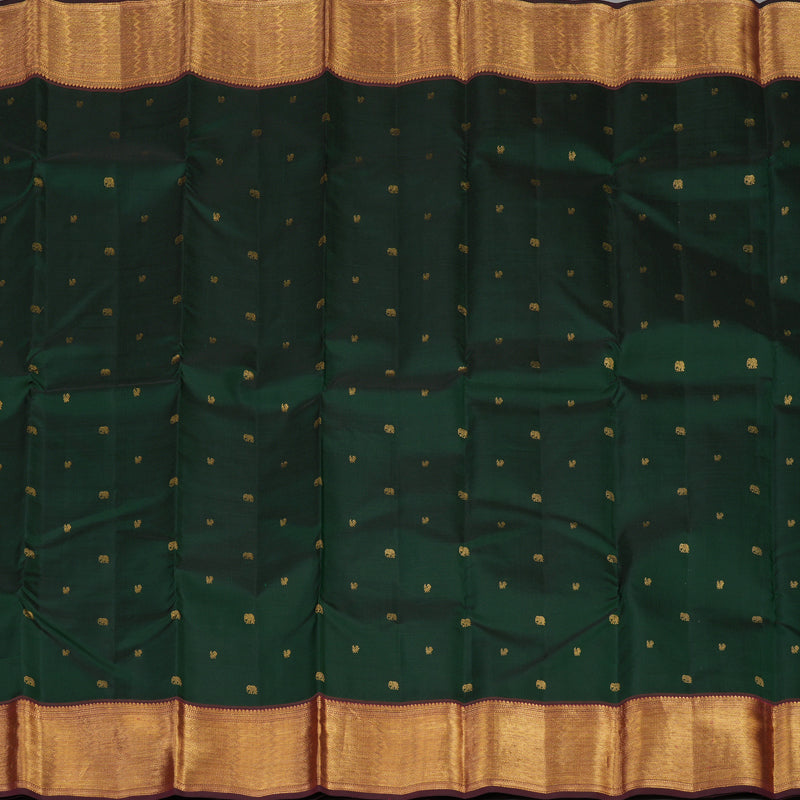 Hayagrivas Handloom Karum Pachai Kanjivaram Silk Saree with Wine Brown Border KBE1034I3-1