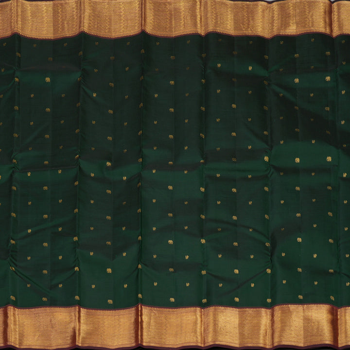 Hayagrivas Handloom Karum Pachai Kanjivaram Silk Saree with Wine Brown Border KBE1034I3-1