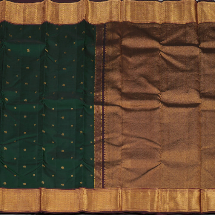 Hayagrivas Handloom Karum Pachai Kanjivaram Silk Saree with Wine Brown Border KBE1034I3-1