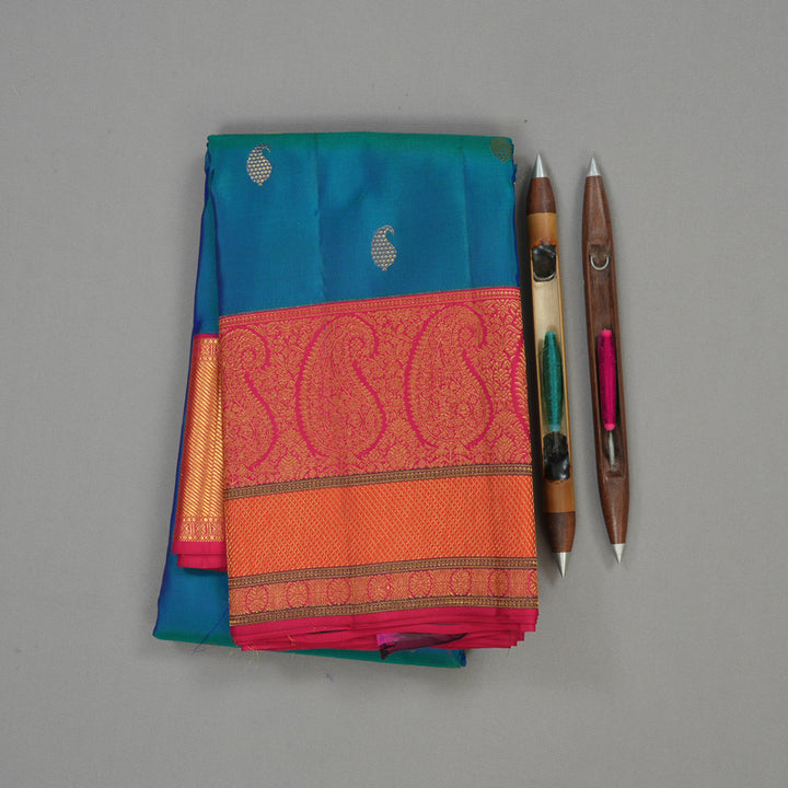Hayagrivas Handloom Mayilkazhuthu Kanjivaram Silk Saree with Maroonish Pink Border KBE1036I10-14