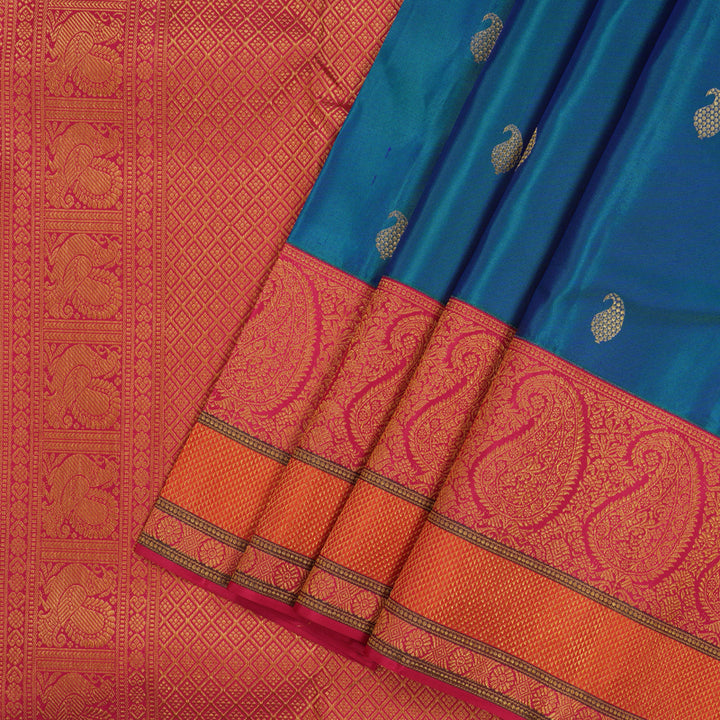 Hayagrivas Handloom Mayilkazhuthu Kanjivaram Silk Saree with Maroonish Pink Border KBE1036I10-14