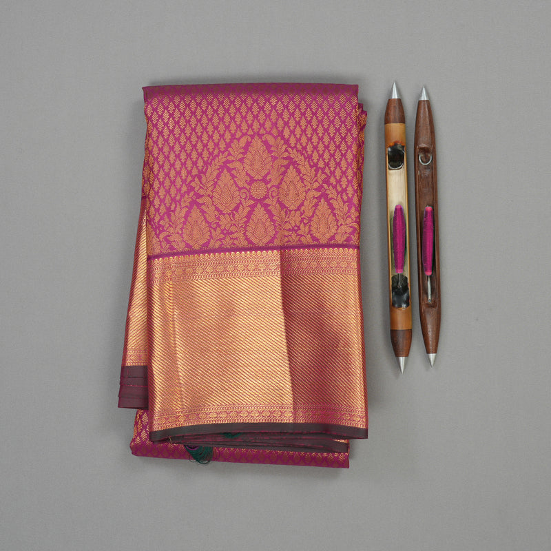 Hayagrivas Handloom Purple Kanjivaram Silk Saree KBE1036I13-16