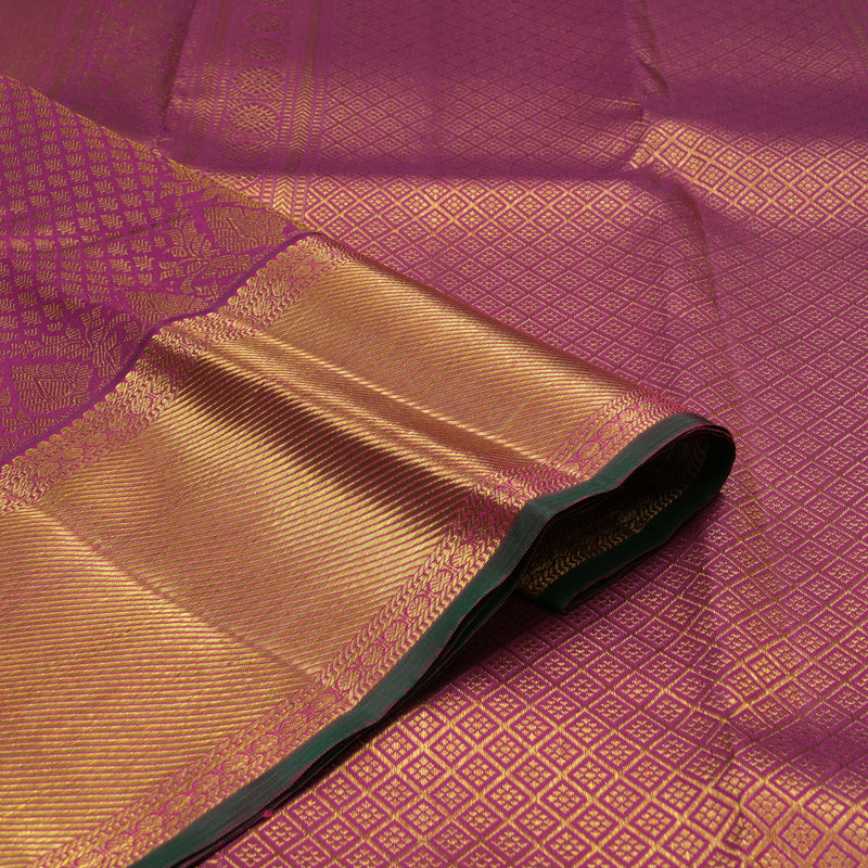 Hayagrivas Handloom Purple Kanjivaram Silk Saree KBE1036I13-16
