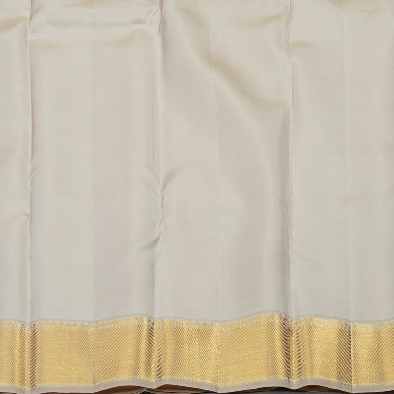 Hayagrivas Handloom Half White & Beige Kanjivaram Silk Saree with Beige Border KBE1036I13-2