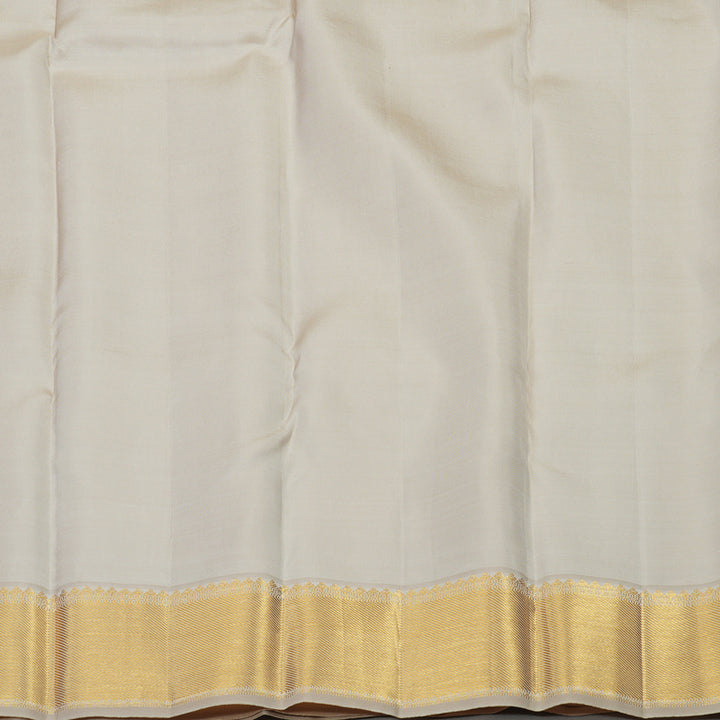 Hayagrivas Handloom Half White & Beige Kanjivaram Silk Saree with Beige Border KBE1036I13-2