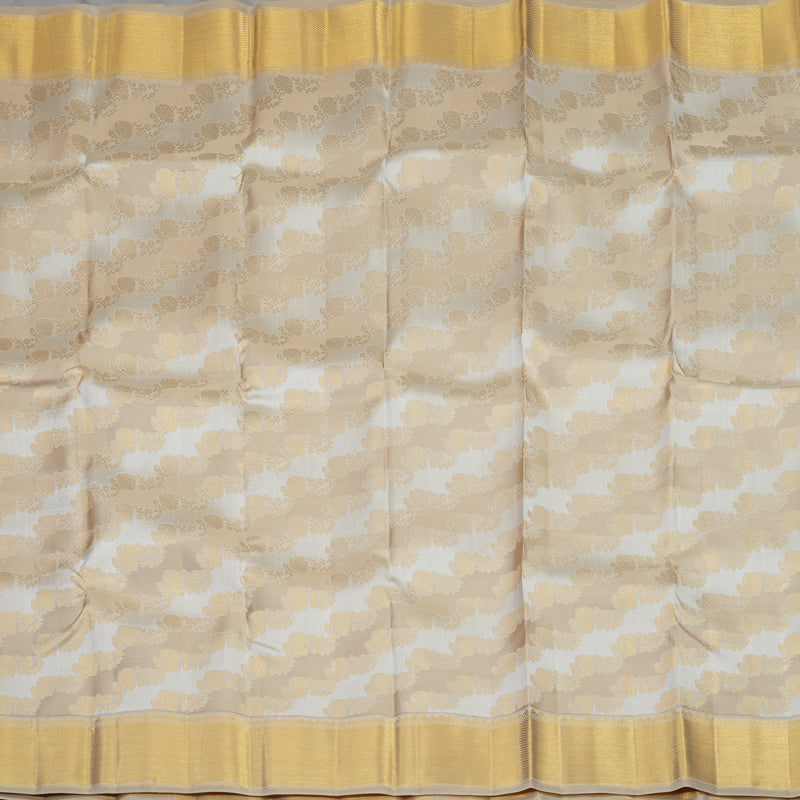 Hayagrivas Handloom Half White & Beige Kanjivaram Silk Saree with Beige Border KBE1036I13-2