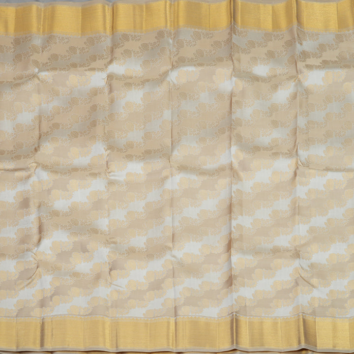 Hayagrivas Handloom Half White & Beige Kanjivaram Silk Saree with Beige Border KBE1036I13-2