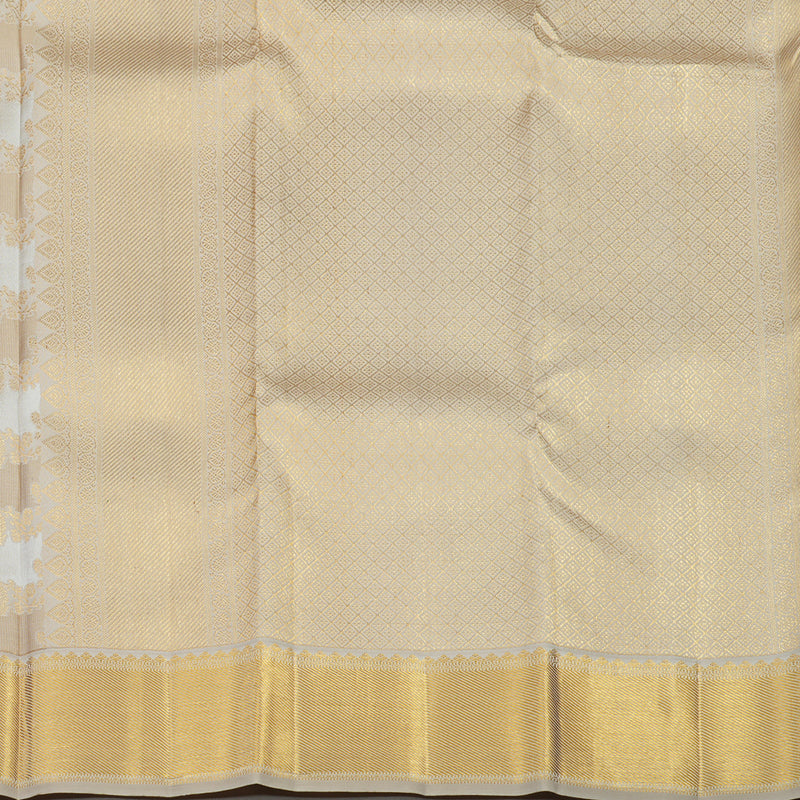Hayagrivas Handloom Half White & Beige Kanjivaram Silk Saree with Beige Border KBE1036I13-2