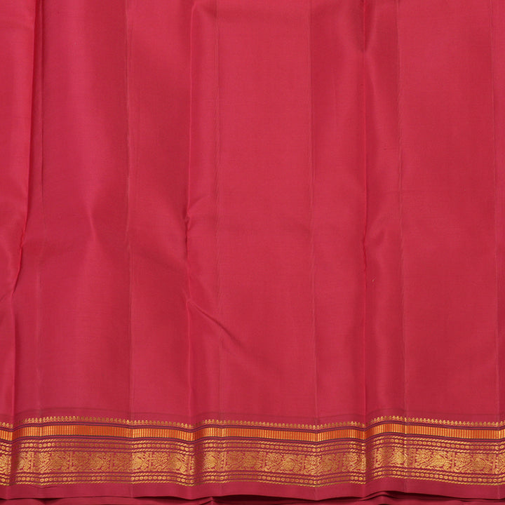 Hayagrivas Handloom Yellow Kanjivaram Silk Saree with Maroonish Pink Border KBE1036I4-4