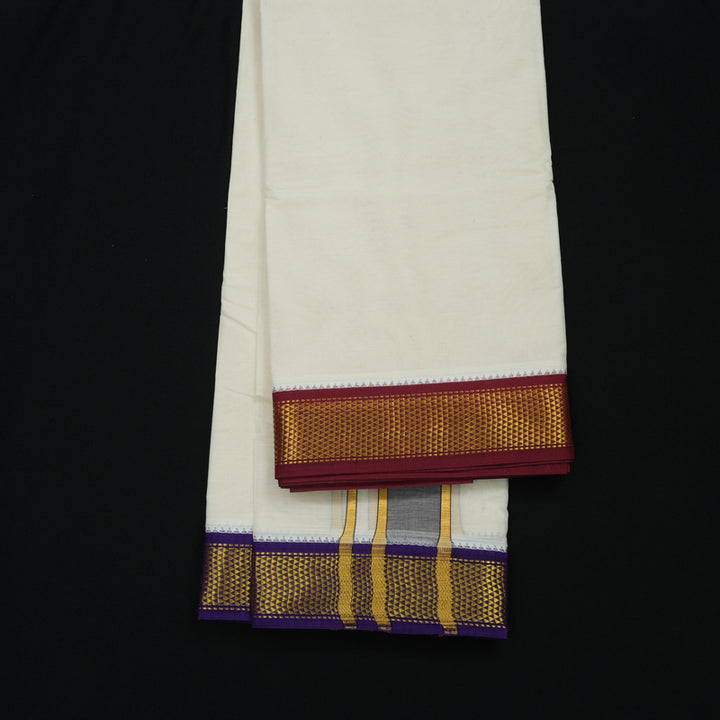 Hayagrivas Pure Cotton Dhoti 9*5 with Ganga Jamuna border KBE1037I1-1