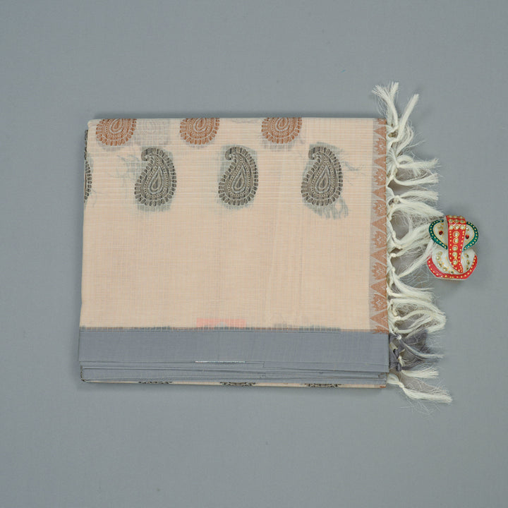 Hayagrivas Handloom Pure Cotton Saree in Regal Half White KBE103D21-3