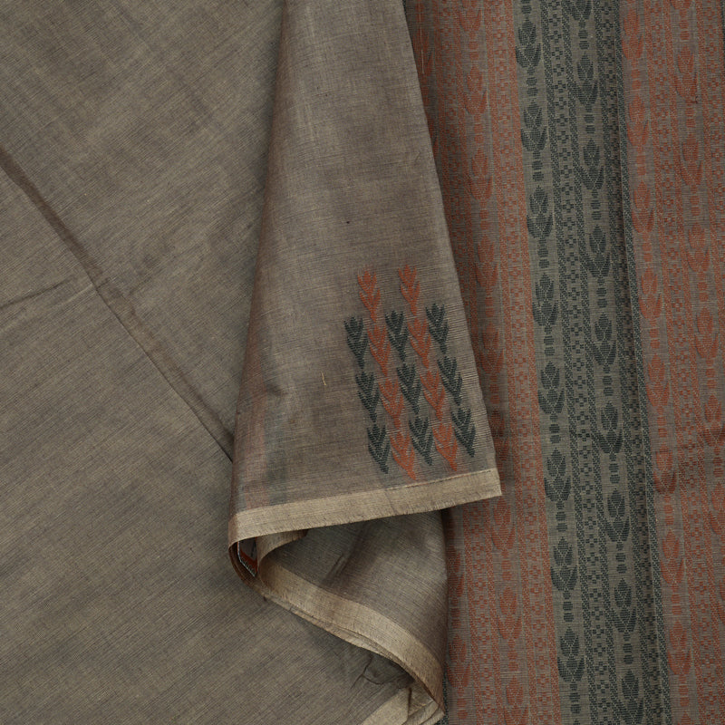 Hayagrivas Handloom Pure Cotton Saree in Featherlight Ash Grey KBE103D24-3