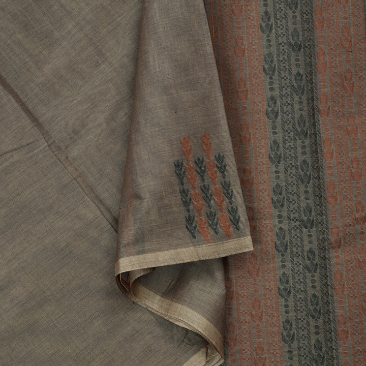Hayagrivas Handloom Pure Cotton Saree in Featherlight Ash Grey KBE103D24-3