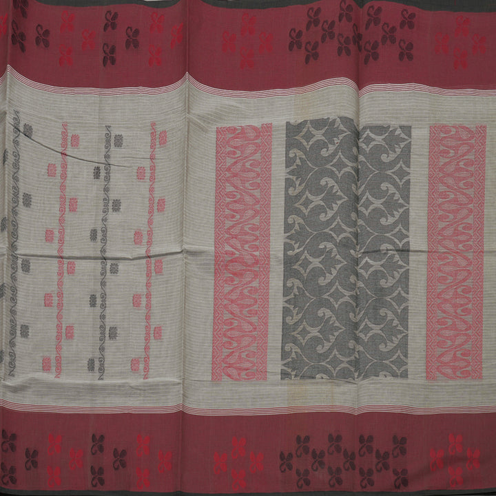 Hayagrivas Handloom Pure Cotton Saree in Subtle Grey KBE103D3-1