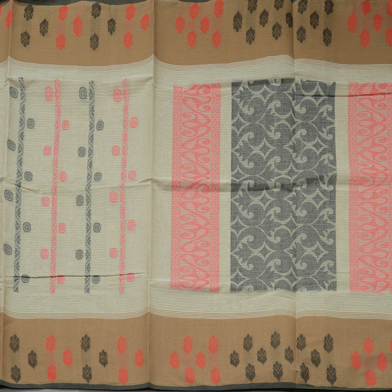 Hayagrivas Handloom Pure Cotton Saree in Classic Beige KBE103D3-5