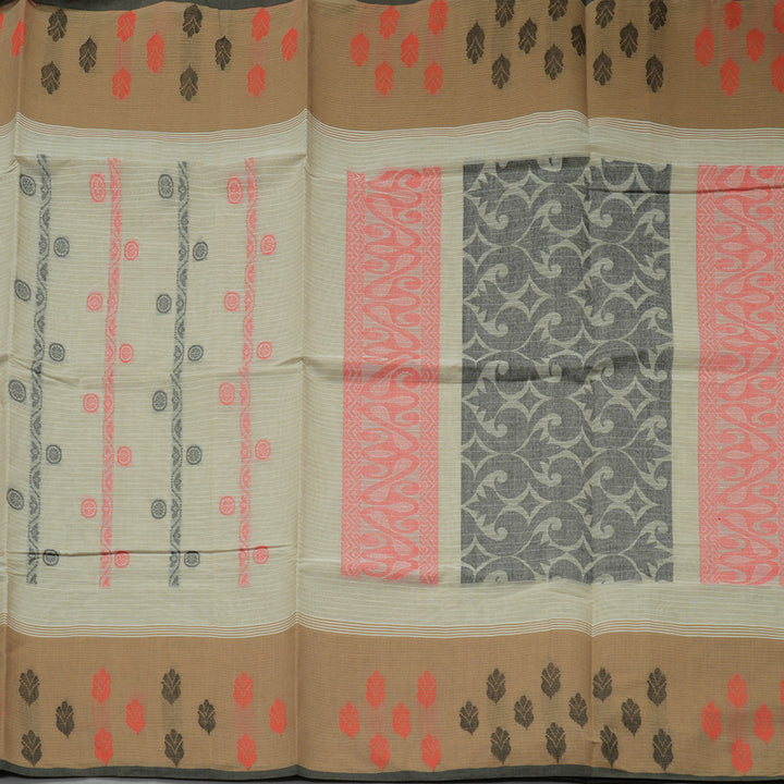 Hayagrivas Handloom Pure Cotton Saree in Classic Beige KBE103D3-5