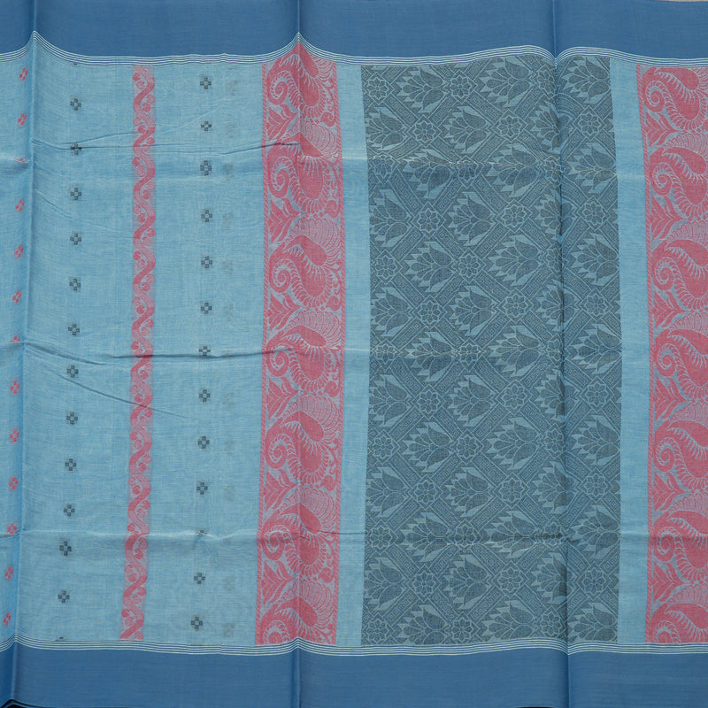 Hayagrivas Handloom Pure Cotton Saree in Feather-soft Sky Blue KBE103D3-8
