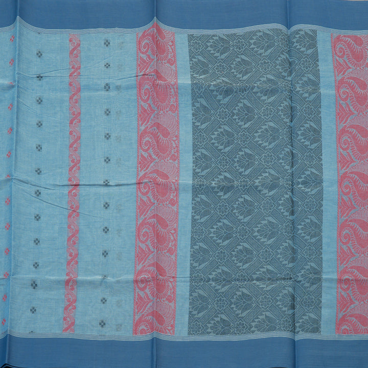 Hayagrivas Handloom Pure Cotton Saree in Feather-soft Sky Blue KBE103D3-8