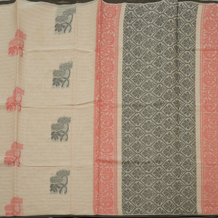 Hayagrivas Handloom Pure Cotton Saree in Gentle Beige KBE103D3-9