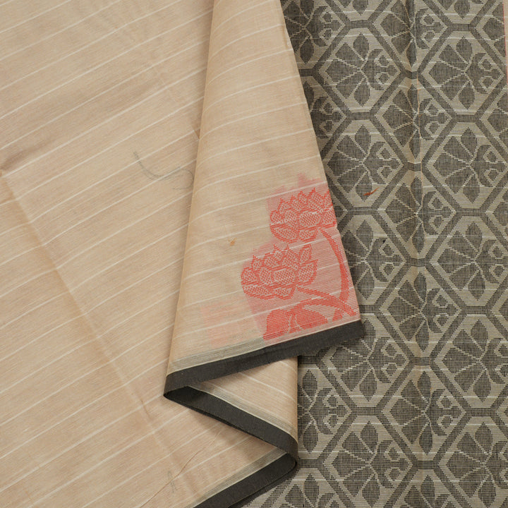 Hayagrivas Handloom Pure Cotton Saree in Gentle Beige KBE103D3-9