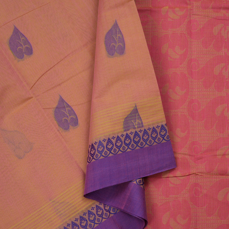 Hayagrivas Handloom Pure Cotton Saree in Sophisticated Dual Tone (Yellow With Pink) KBE103D4-12