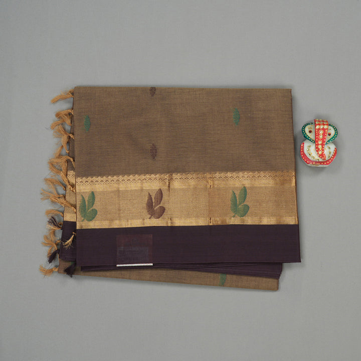 Hayagrivas Handloom Pure Cotton Saree in Refined Wheat Brown KBE103D4-26