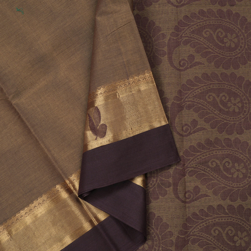 Hayagrivas Handloom Pure Cotton Saree in Refined Wheat Brown KBE103D4-26