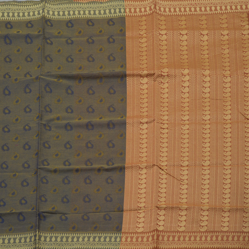 Hayagrivas Handloom Pure Cotton Saree in Vivid Dual Tone Blue with Sandal KBE103D43-14