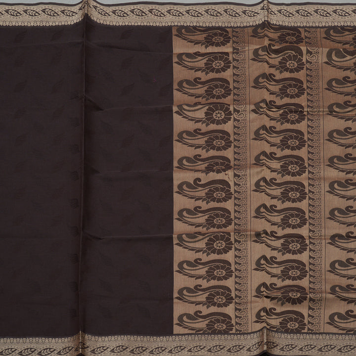 Hayagrivas Handloom Pure Cotton Saree in Graceful Dark Brown KBE103D43-17