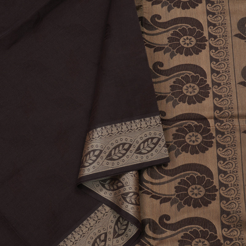 Hayagrivas Handloom Pure Cotton Saree in Graceful Dark Brown KBE103D43-17