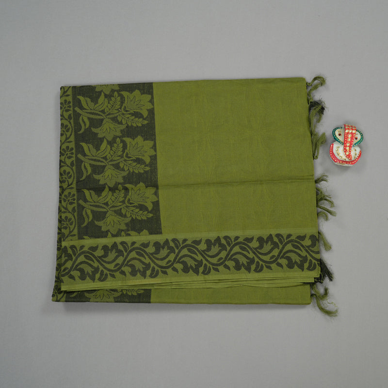 Hayagrivas Handloom Pure Cotton Saree in Refreshing Dark Green KBE103D43-25