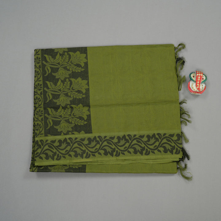 Hayagrivas Handloom Pure Cotton Saree in Refreshing Dark Green KBE103D43-25