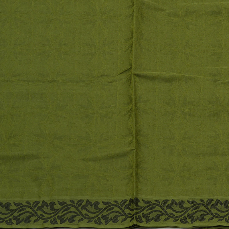 Hayagrivas Handloom Pure Cotton Saree in Refreshing Dark Green KBE103D43-25