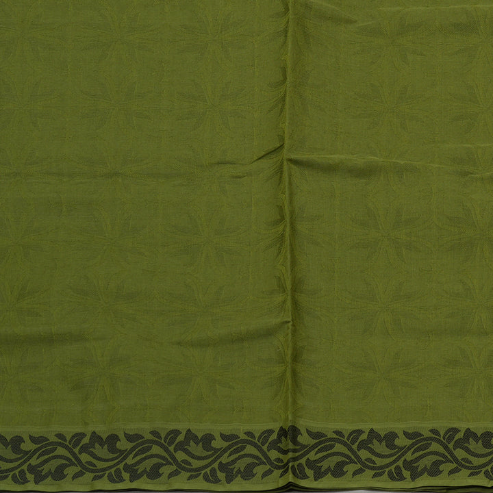 Hayagrivas Handloom Pure Cotton Saree in Refreshing Dark Green KBE103D43-25