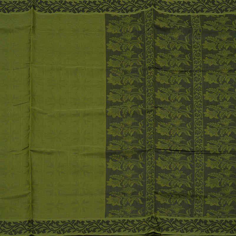 Hayagrivas Handloom Pure Cotton Saree in Refreshing Dark Green KBE103D43-25