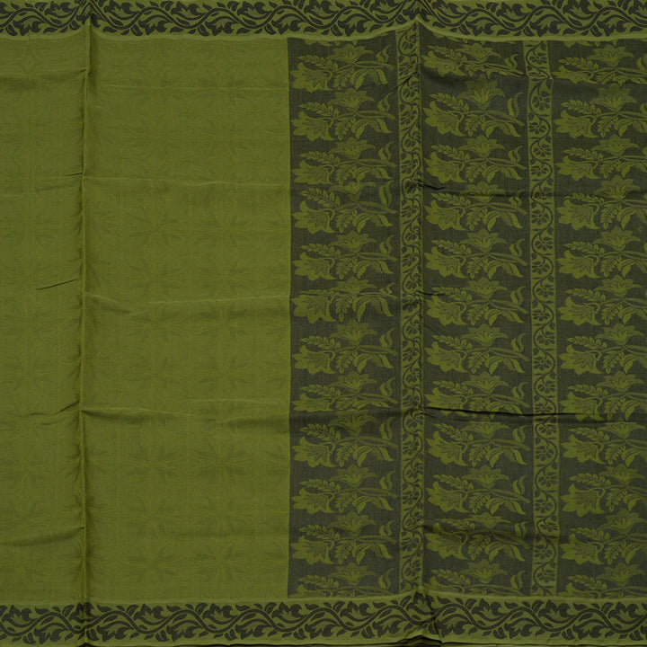 Hayagrivas Handloom Pure Cotton Saree in Refreshing Dark Green KBE103D43-25