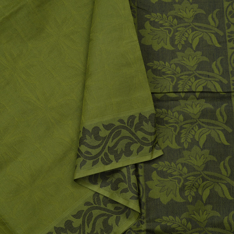 Hayagrivas Handloom Pure Cotton Saree in Refreshing Dark Green KBE103D43-25