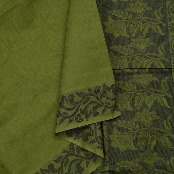 Hayagrivas Handloom Pure Cotton Saree in Refreshing Dark Green KBE103D43-25