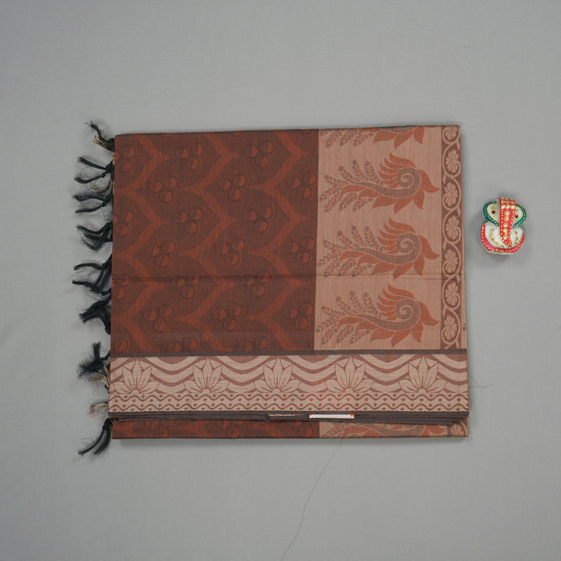 Hayagrivas Handloom Pure Cotton Saree in Classic Burnt Orange KBE103D43-7