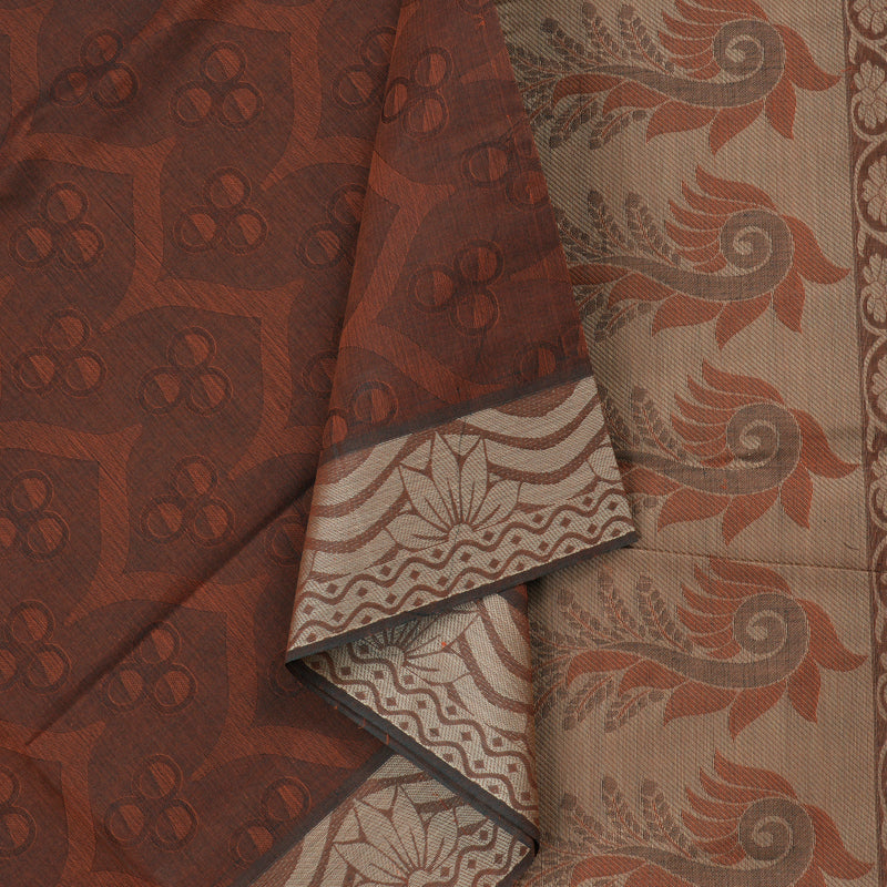 Hayagrivas Handloom Pure Cotton Saree in Classic Burnt Orange KBE103D43-7