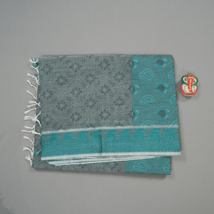 Hayagrivas Handloom Pure Cotton Saree in Calming Grey KBE103D44-7