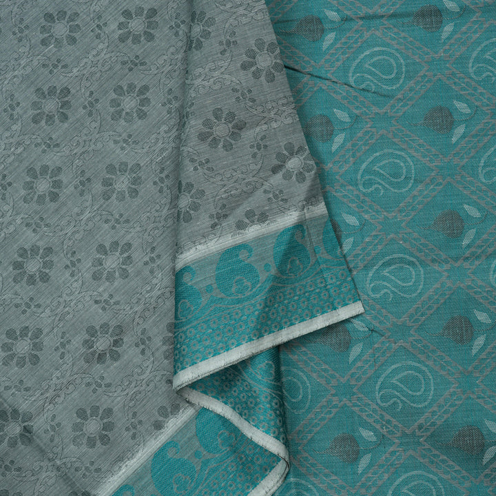 Hayagrivas Handloom Pure Cotton Saree in Calming Grey KBE103D44-7