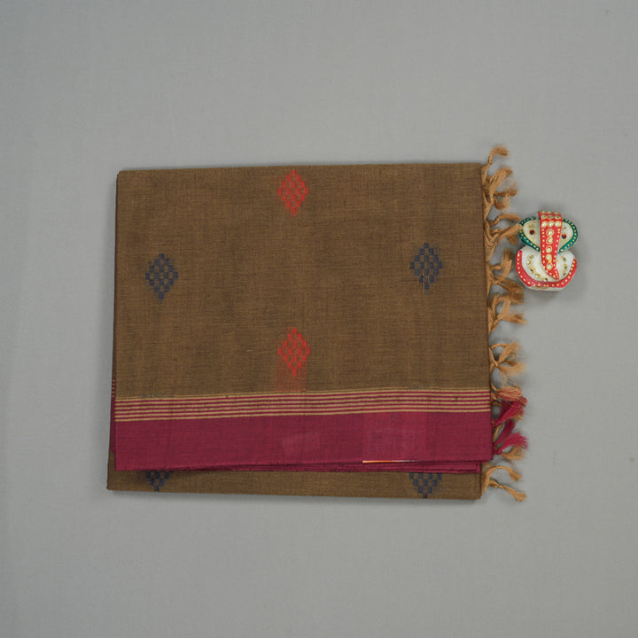 Hayagrivas Handloom Pure Cotton Saree in Earth-toned Wheat Brown KBE103D5-10