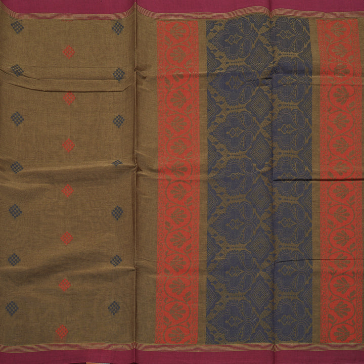 Hayagrivas Handloom Pure Cotton Saree in Earth-toned Wheat Brown KBE103D5-10