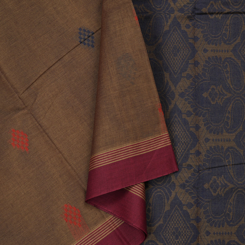 Hayagrivas Handloom Pure Cotton Saree in Earth-toned Wheat Brown KBE103D5-10